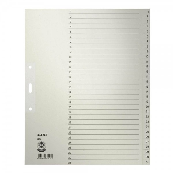 Papierregister Leitz 1231, A4 Überbreite, 1-31