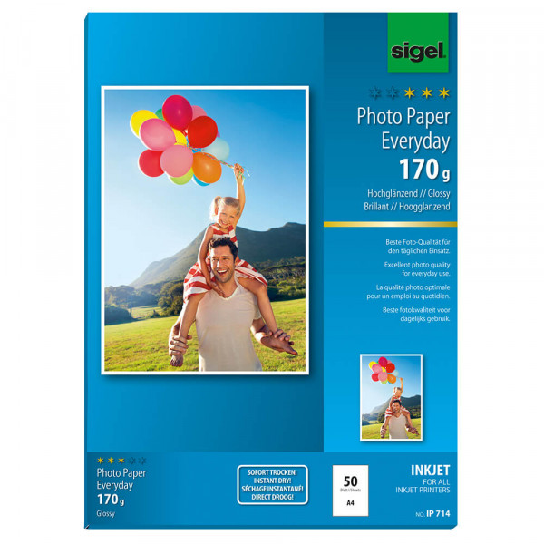 Sigel Inkjet-Fotopapier IP714 A4, glossy, 170 g/m², 50 Blatt