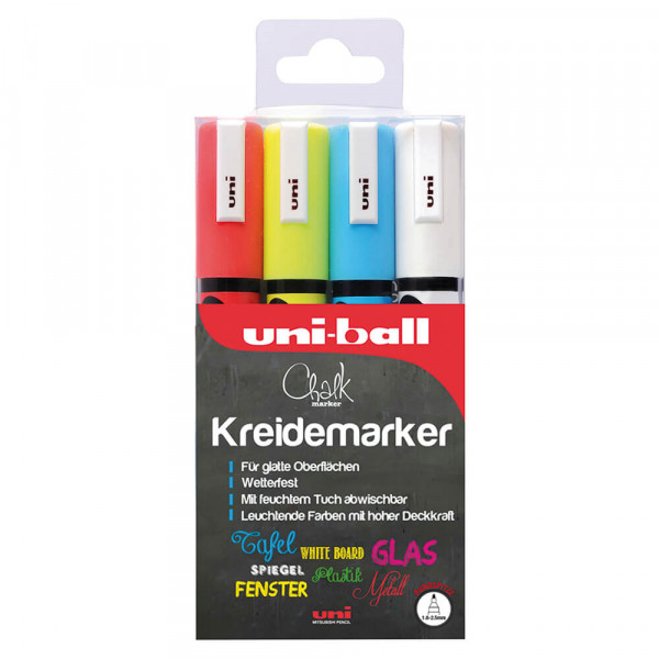  Kreidemarker Faber-Castell uni-ball PWE-5M chalk marker, 4-er Set