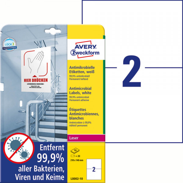 Folienetiketten Zweckform L8002-10 antimikrobielle Etiketten