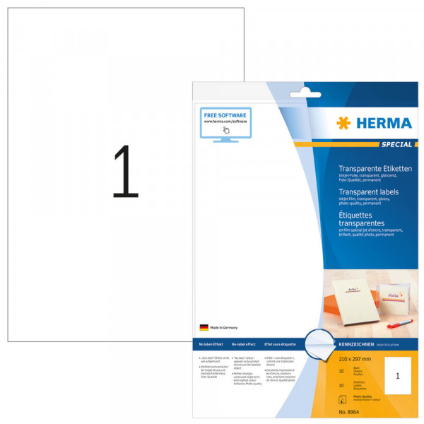 Etiketten Herma 8964, für Inkjetdrucker, 210x297mm mit Verpackung