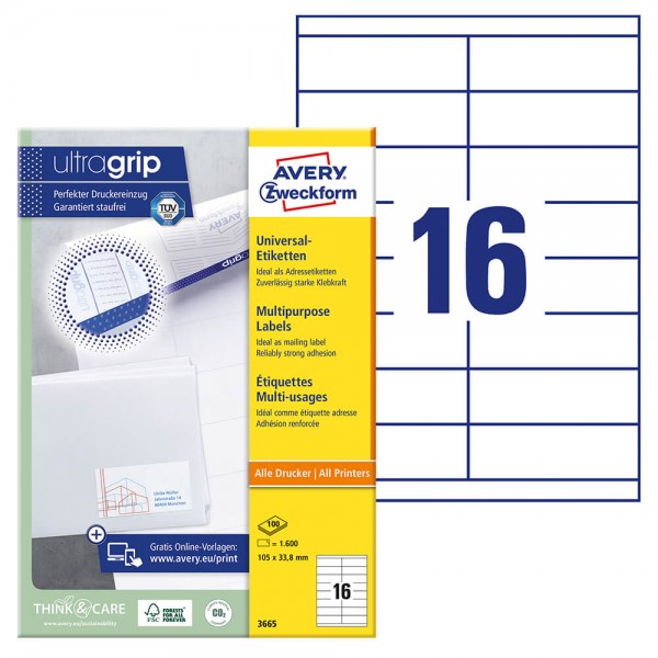 Etiketten Zweckform 3665, 105x33,8mm Verpackung