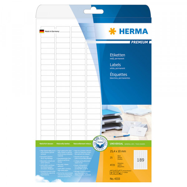 Etiketten Herma 4333, extra dick, 25,4x10mm Verpackung