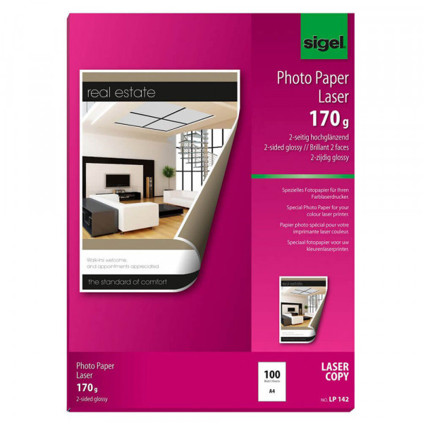 Sigel Laser-Fotopapier LP142 A4, glänzend, 170g/m², 100 Blatt