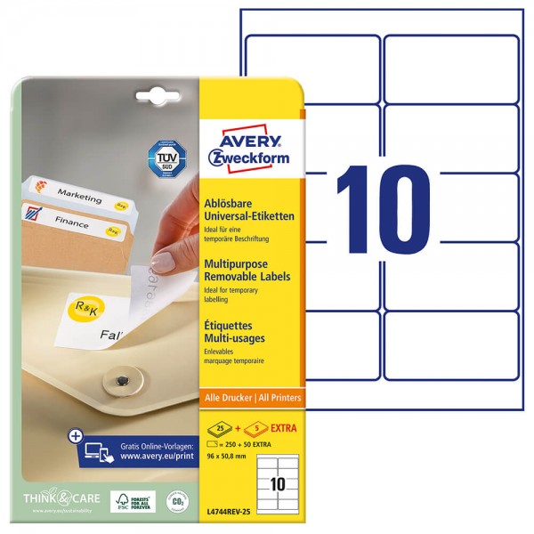 Etiketten Zweckform L4744REV-25 Verpackung + Inhalt