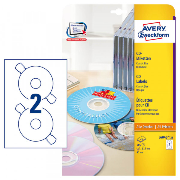 CD-Etiketten Zweckform L6043-25 mit Verpackung