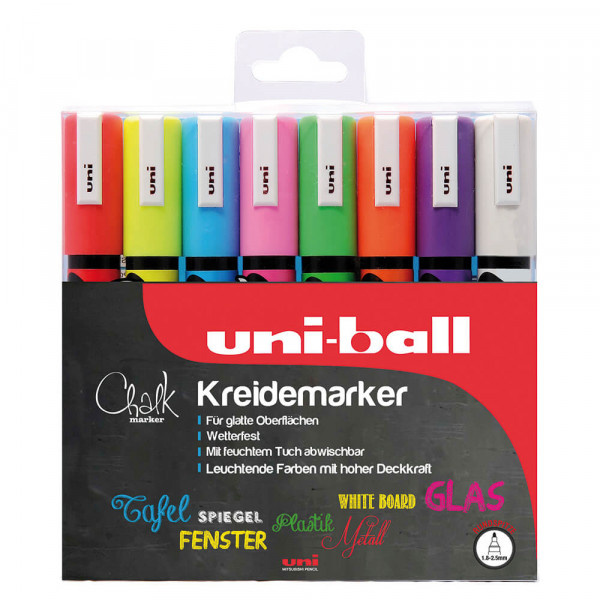 Kreidemarker Faber-Castell uni-ball PWE-5M chalk marker, 8-er Set