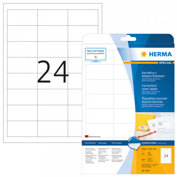 Etiketten Herma 4227, 64,6x33,8mm mit Verpackung