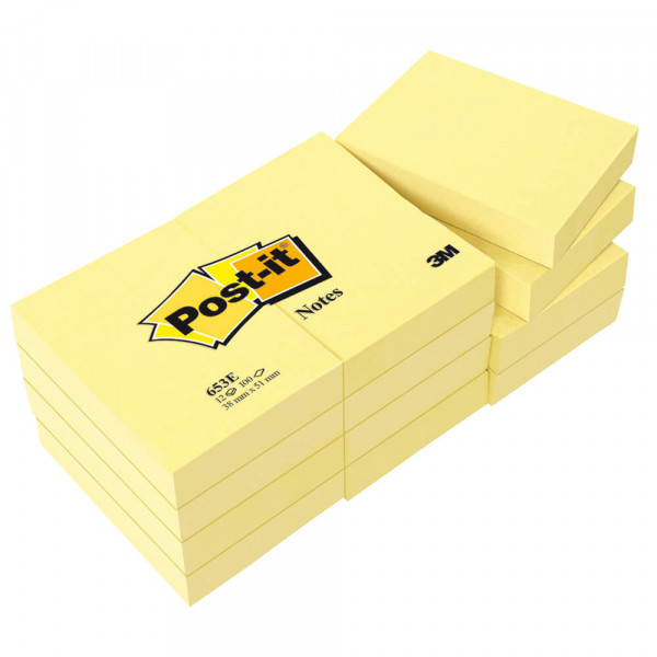 Haftnotizen Post-it Notes 653E, 38 x 51mm, gelb