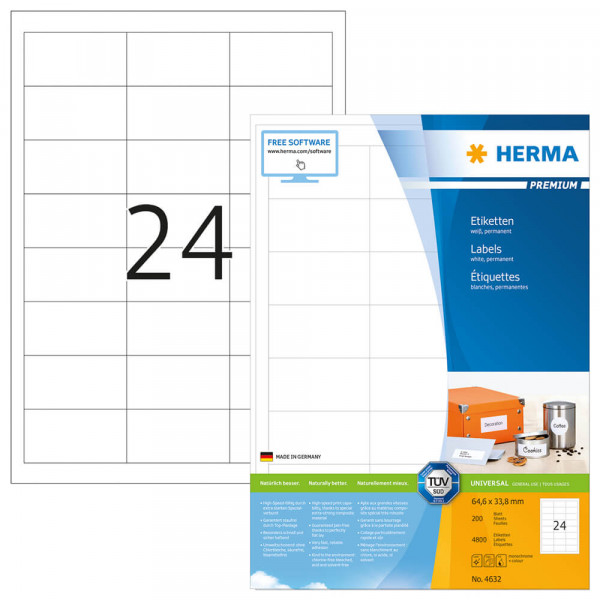 Etiketten Herma 4632, 64,6x33,8mm mit Verpackung