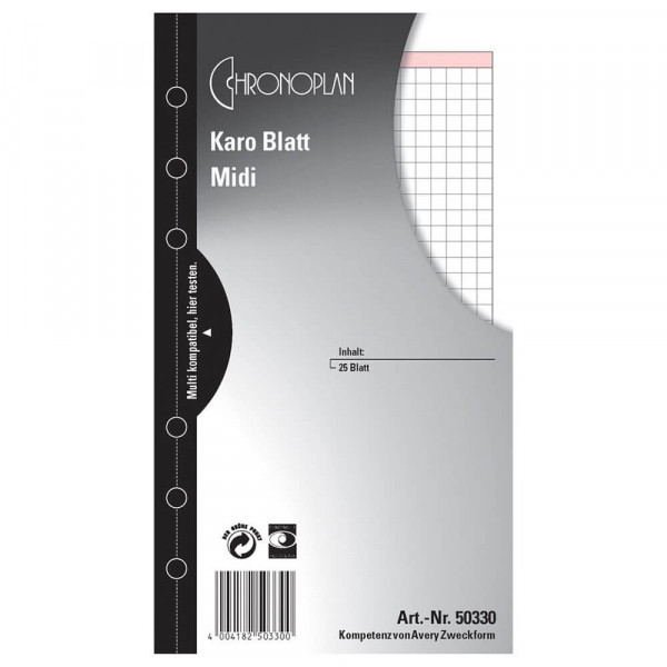 Terminplaner-Einlagen Chronoplan Midi Karo-Blätter 50330 Verpackung