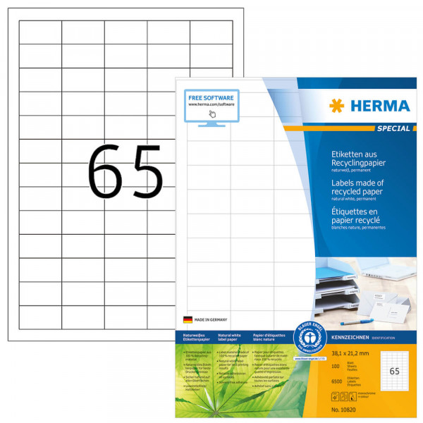 Adressetiketten Herma 10820, RC, 38,1x21,2mm mit Verpackung