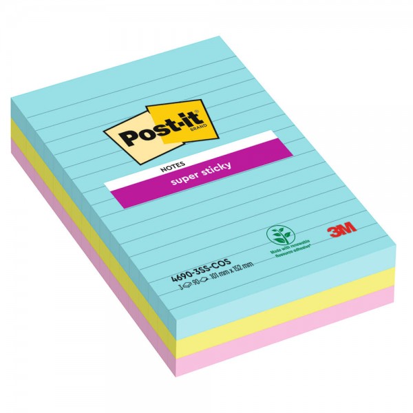 Haftnotizen Post-it Super Sticky Notes 4690-3SS-COS