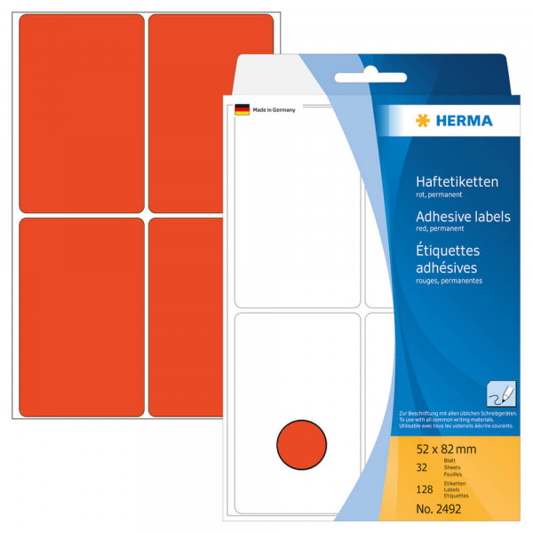 Etiketten Herma 2492, rot, 52x82mm mit Verpackung