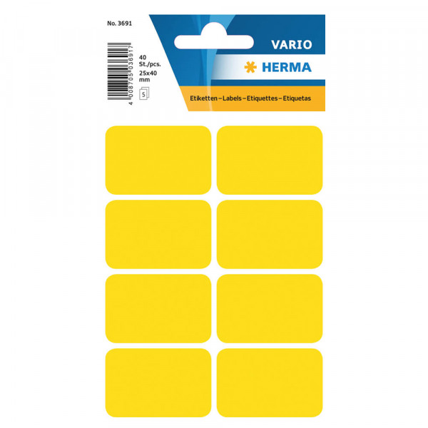 Etiketten Herma 3691, gelb, 25x40mm