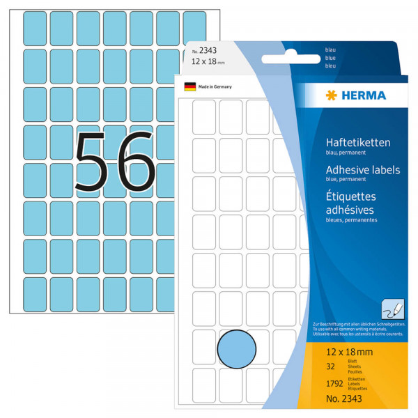 Etiketten Herma 2343, blau, 12x18mm mit Verpackung