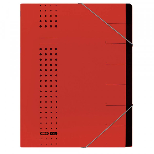 Ordnungsmappen Elba 42495 A4, 7 Fächer, Karton, farbig rot