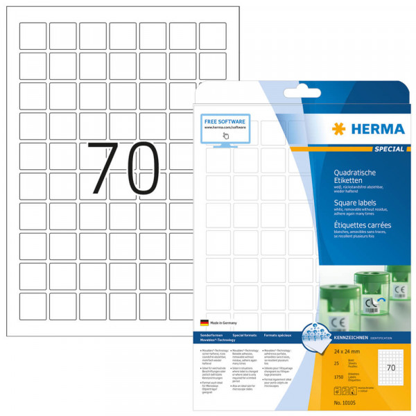 Etiketten Herma 10105 Movable, 24x24mm Verpackung