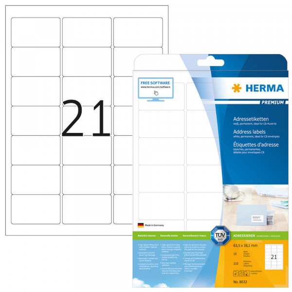 Etiketten Herma 8632, 63,5x38,1mm mit Verpackung