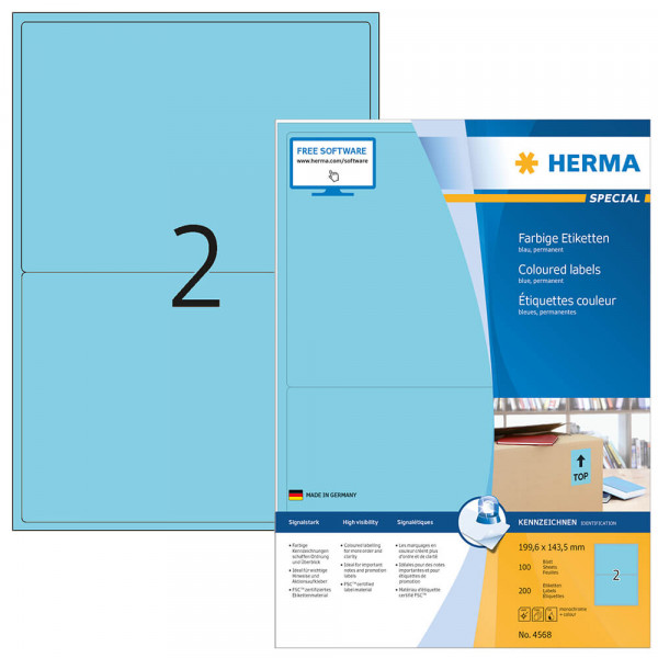 Etiketten Herma 4568 blau mit Verpackung