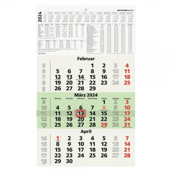 Dreimonatswandkalender Zettler UWS