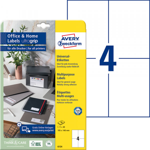 Universaletiketten Zweckform 6124 ultragrip