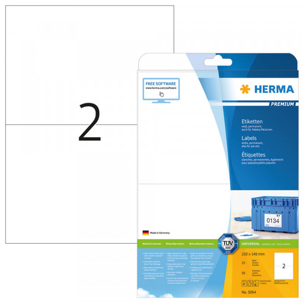 Etiketten Herma 5064, schnell bedruckbar, 210x148mm  mit Verpackung