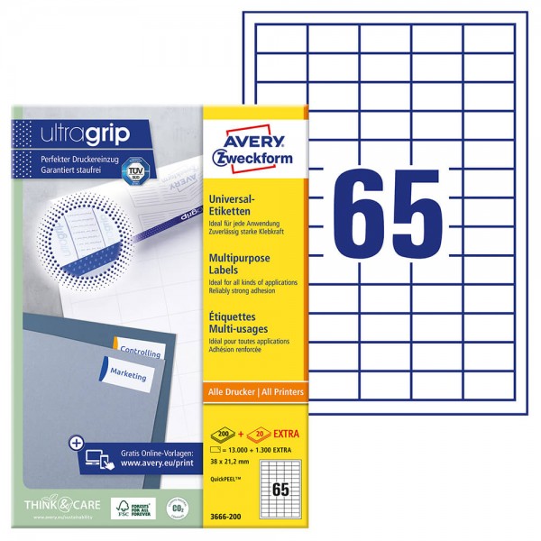 Etiketten Zweckform 3666-200 Verpackung + Inhalt