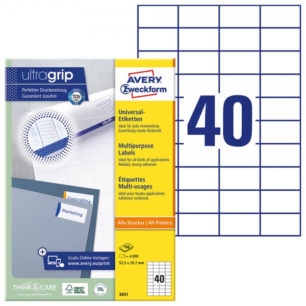 Etiketten Zweckform 3651, 52,5x29,7mm 