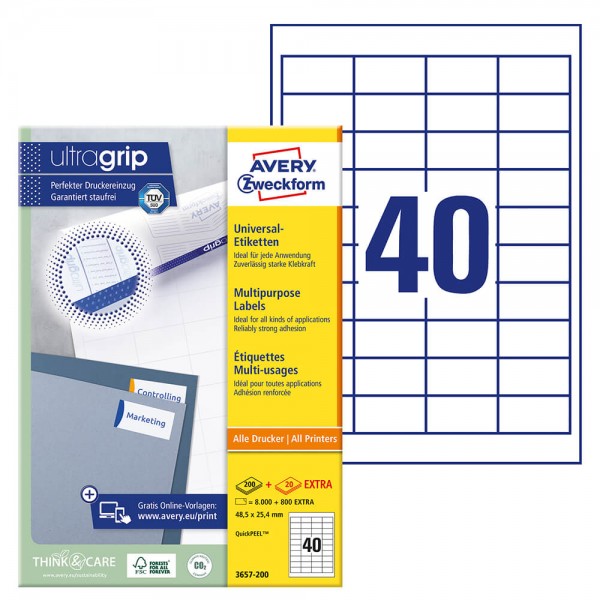 Etiketten Zweckform 3657, 48,5x25,4mm Verpackung