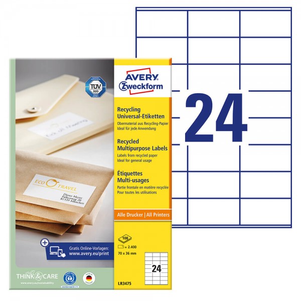 Universaletiketten Zweckform LR3475 Verpackung + Inhalt