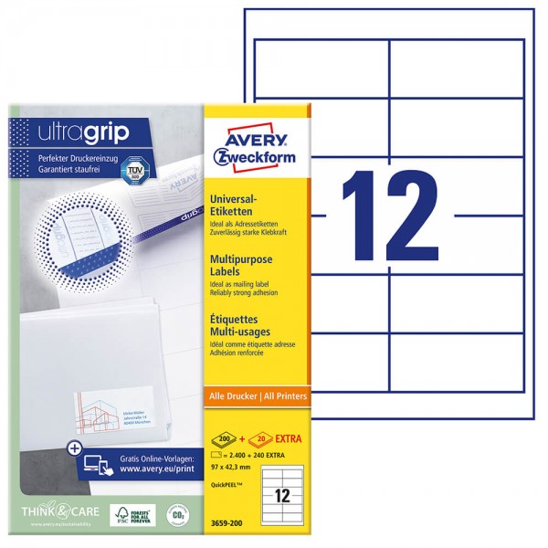 Etiketten Zweckform 3659-200 ultragrip