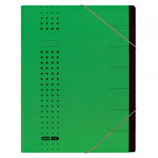 Ordnungsmappen Elba 42495 A4, 7 Fächer, Karton, farbig grün