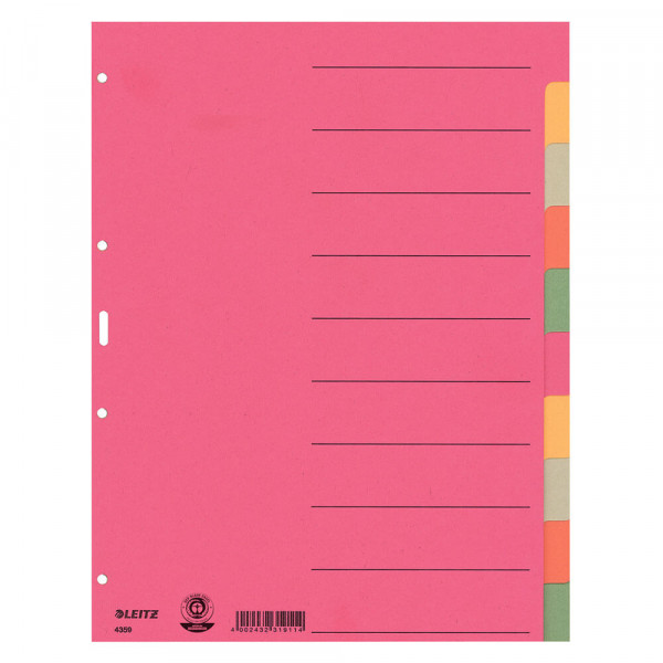 Kartonregister Leitz 4359, A4, blanko , 10-teilig