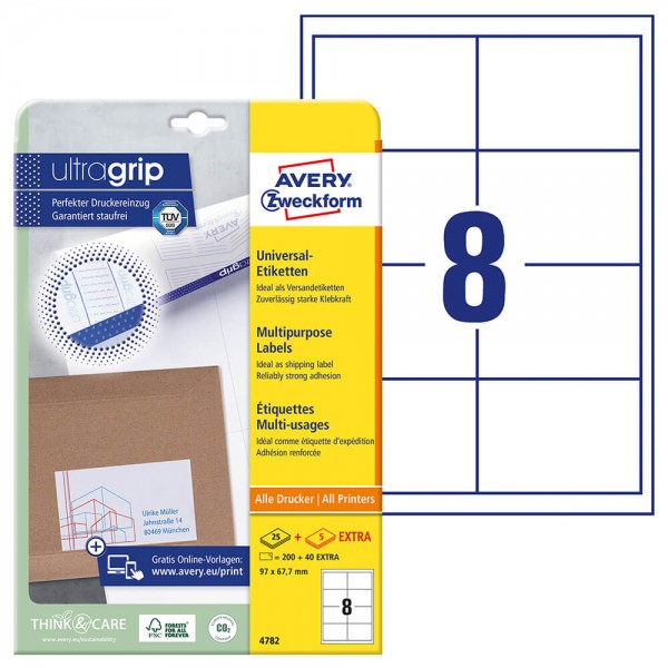 Etiketten Zweckform 4782, 97x67,7mm mit Verpackung + Bogen