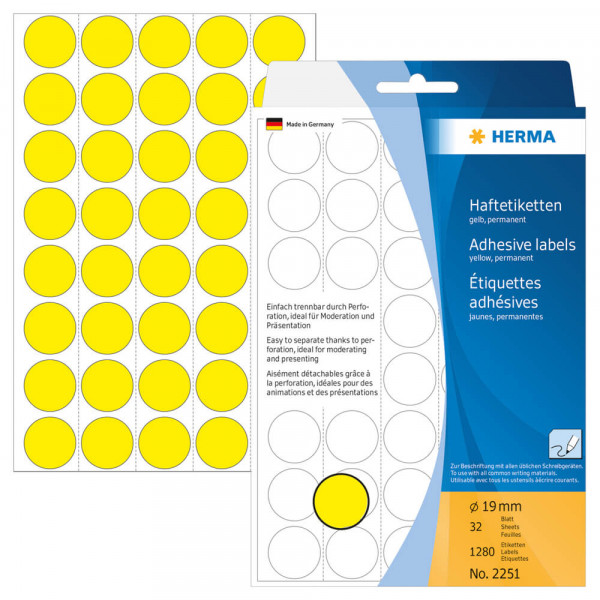 Markierungspunkte Herma 2251, Ø19mm, gelb