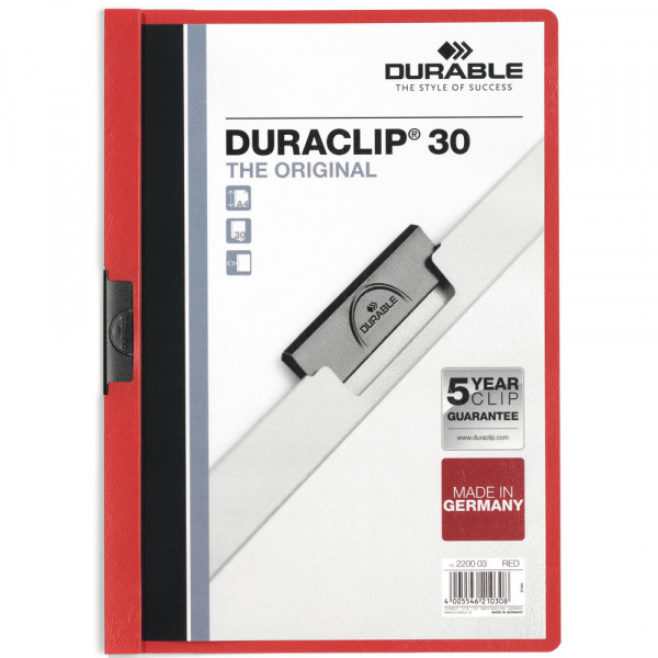 Klemmhefter Durable Duraclip 2200, 30 Blatt rot