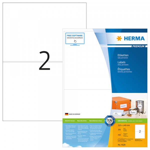 Etiketten Herma 4628, 210x148mm mit Verpackung