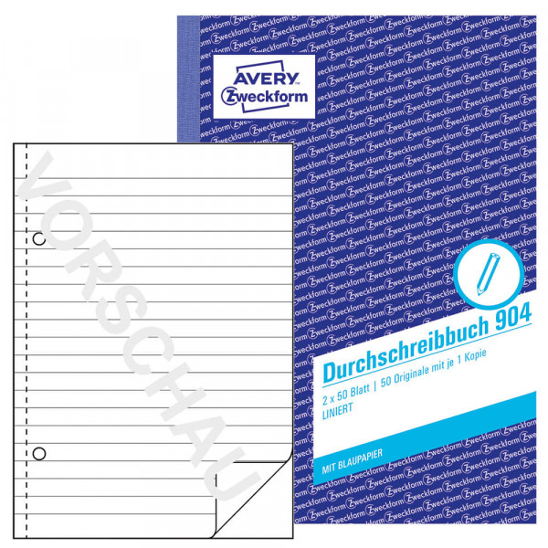 Durchschreibebuch Zweckform 904, A5, liniert, 2x50 Blatt mit Deckblatt