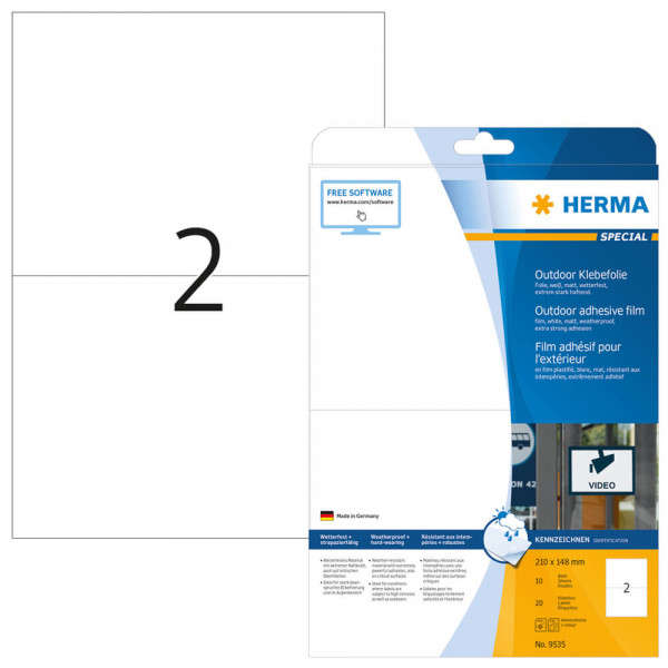 Etiketten Herma 9535, Folie, 210x148mm mit Verpackung