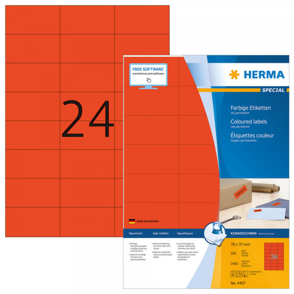 Etiketten Herma 4407, rot, 70x37mm Verpackung