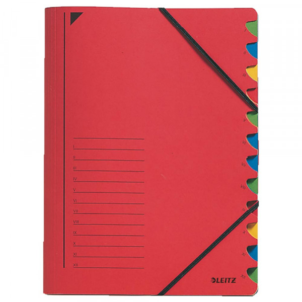 Ordnungsmappen Leitz 3912 A4, 12 Fächer rot