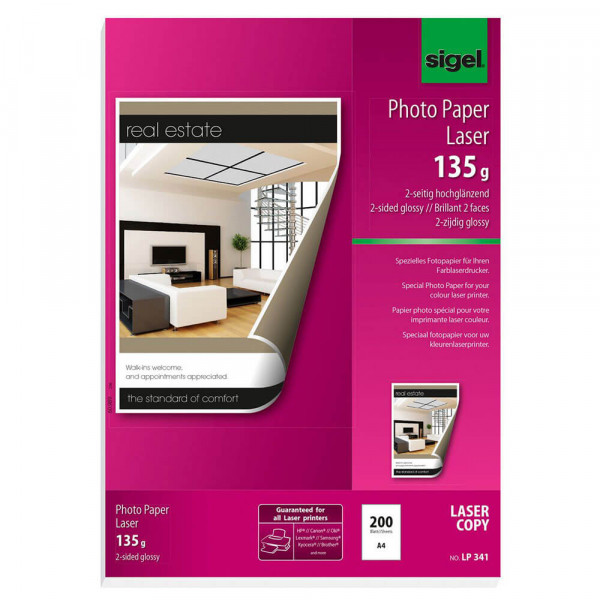 Sigel Laser-Fotopapier LP341 A4, glänzend, 135g/m², 200 Blatt