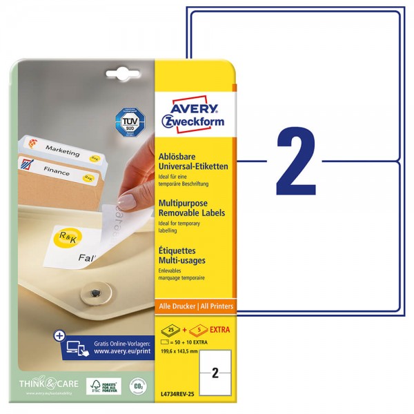 Etiketten Zweckform L4734REV-25 Verpackung + Inhalt