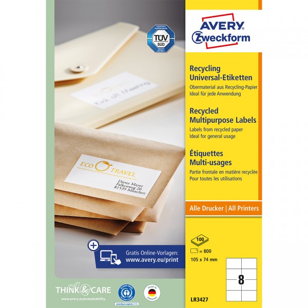 Adressetiketten Zweckform LR3427 Recycling