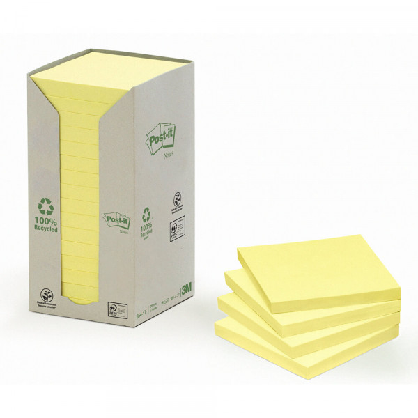 Haftnotizen Post-it Recycling Notes Tower 654-1T, 76x76mm