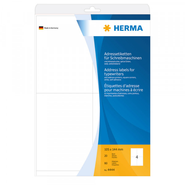 Adressetiketten Herma 4444, für Schreibgeräte, 105x144mm