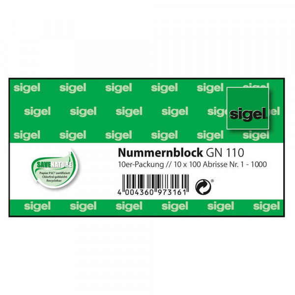 Nummernblock Sigel GN110