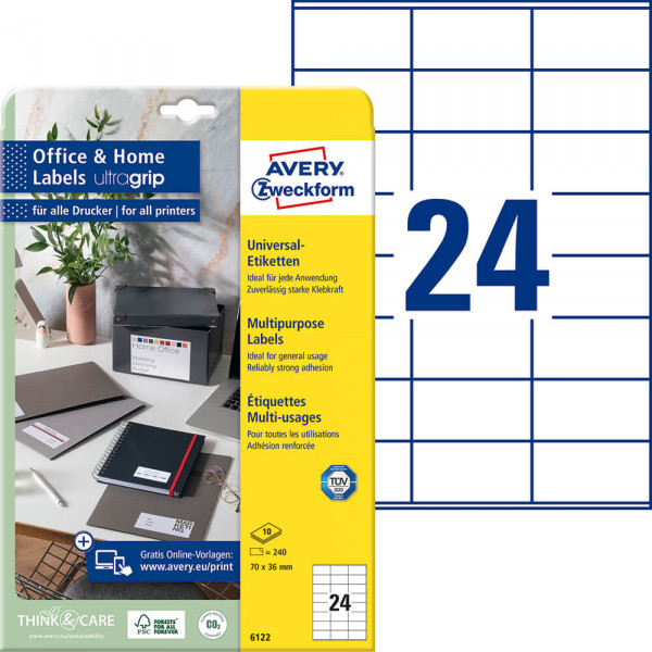 Universaletiketten Zweckform 6122 ultragrip