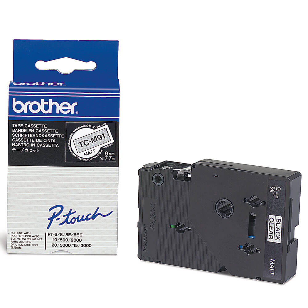 Brother P-touch TC-M91 schwarz auf transparent matt 9 mm Schriftbandkassette 